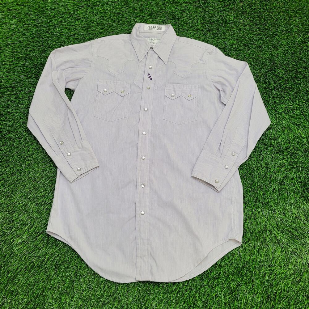 Vintage 80s Western Pearl Snap Shirt XL 23x34 Pinstripes Yoke